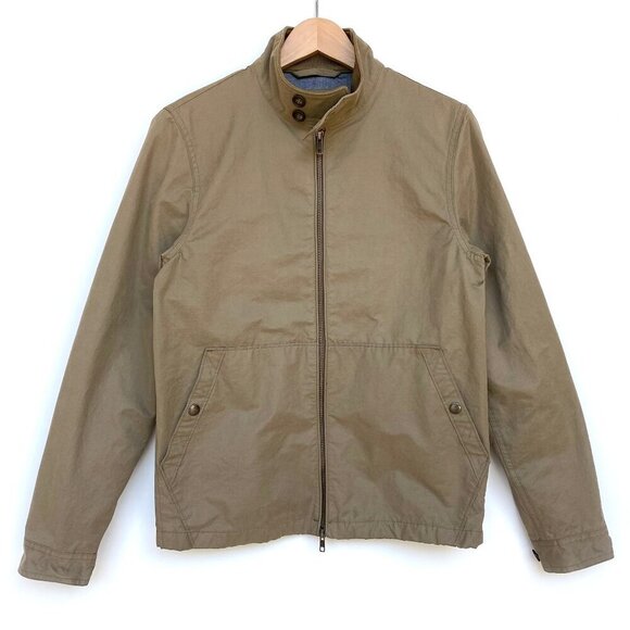 J.Crew Mens Cruiser Harrington Jacket XS Tan 2-Way Zipper Cotton Blend Pockets - Picture 1 of 16